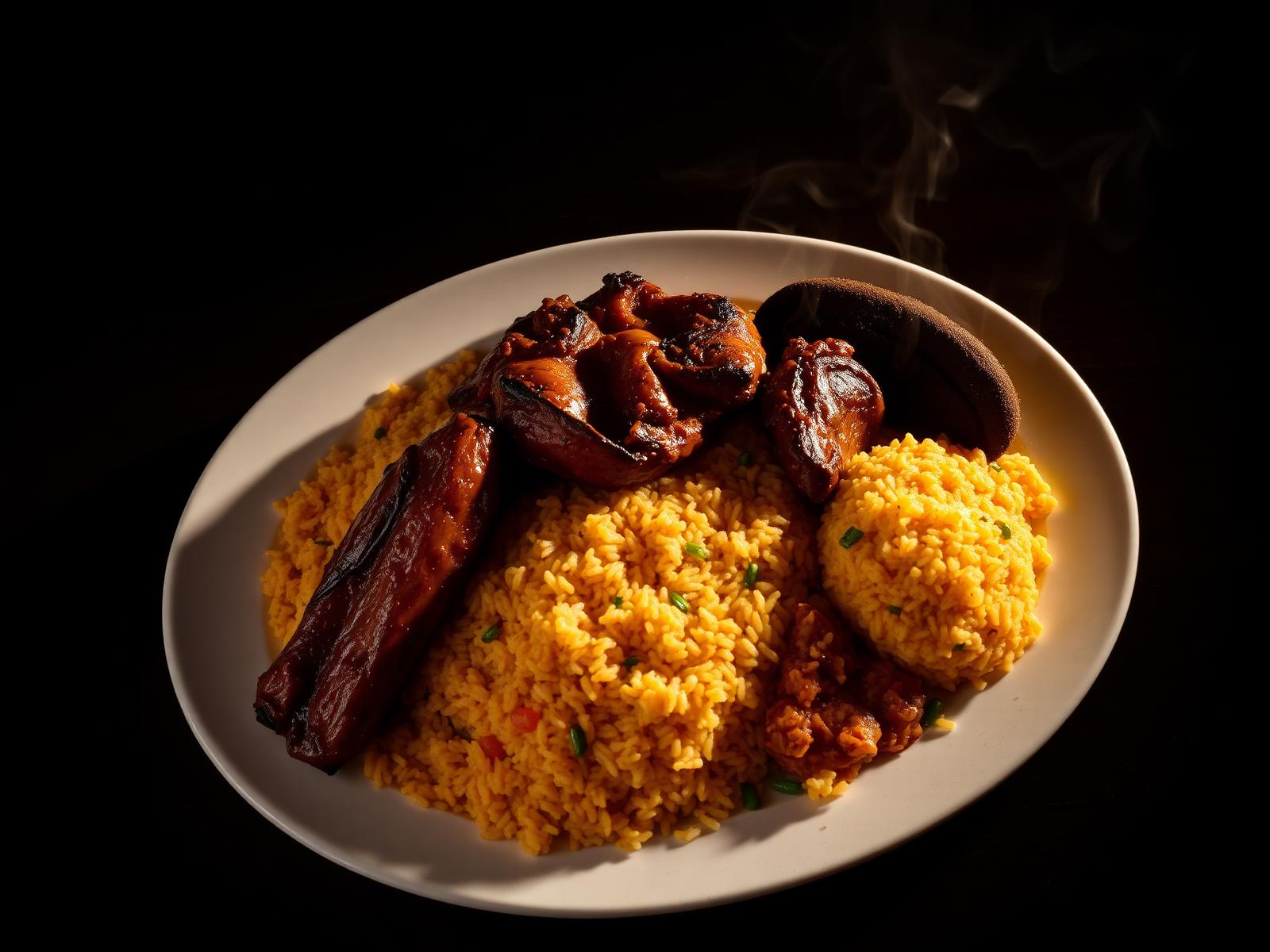 Smokey jollof rice with grilled chicken